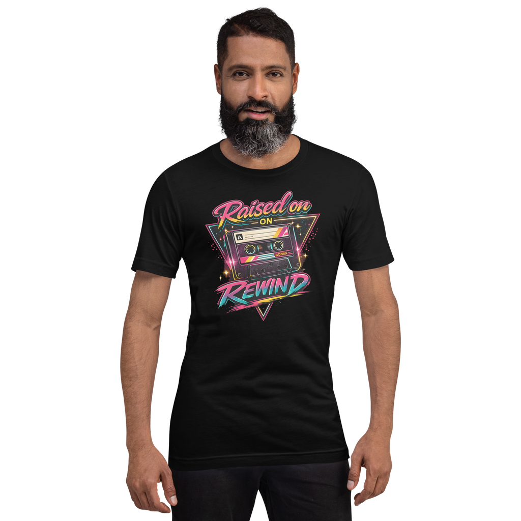 Raised on Rewind – Retro Cassette Tape T-Shirt
